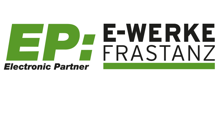 Company logo: 'EP: Electronic Partner' on the left and 'E-WERKE FRASTANZ' with a green underline on the right.