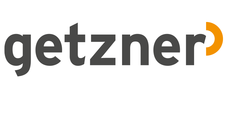 Getzner logo: gray wordmark with an orange curved accent at the right.