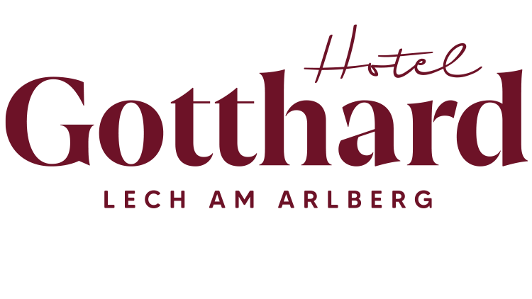 Hotel Gotthard logo in burgundy with the text 'Lech am Arlberg'.